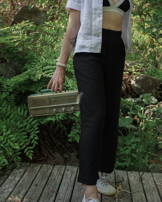 Maya Linen Pant - Black/Noir