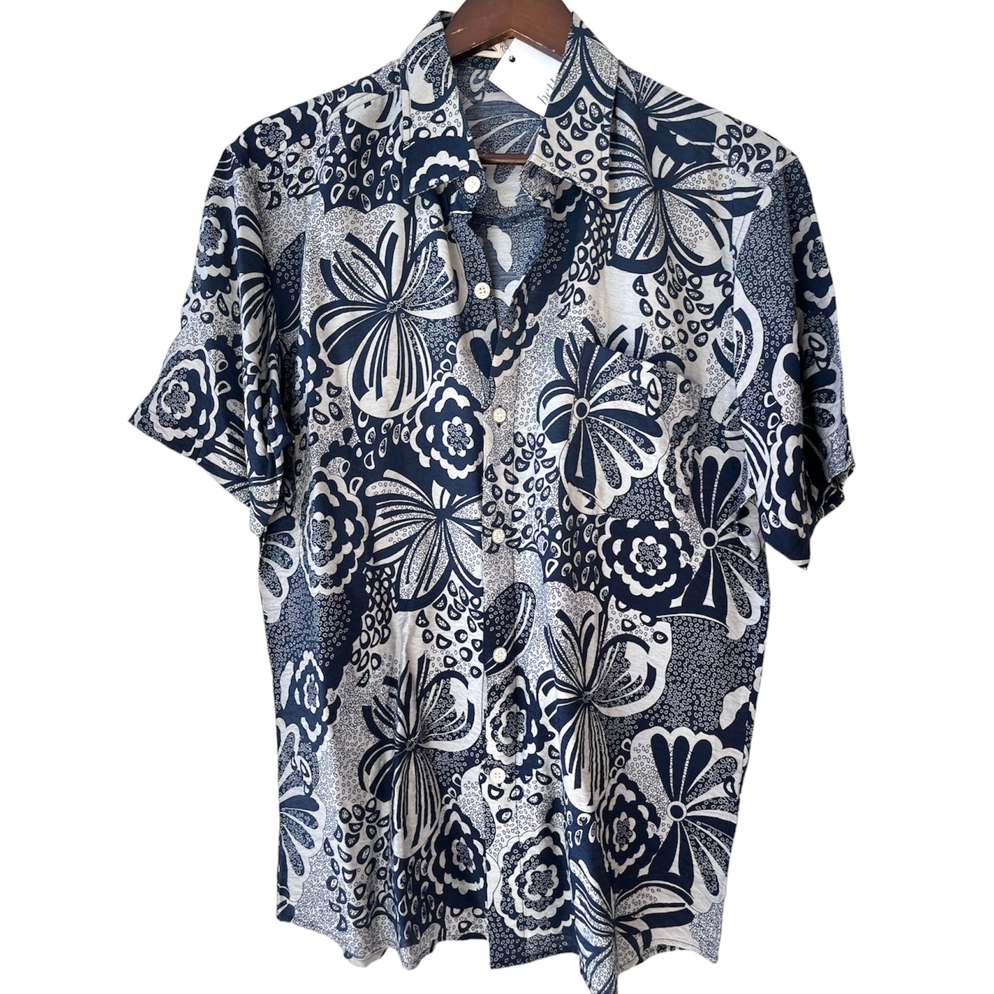 Vintage Chinese Silk Floral Half-Sleeve Shirt - Men’s
