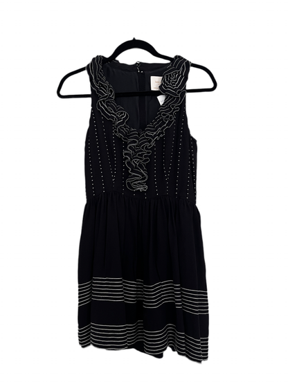 Kate Spade Black & White Silk Ruffle A Line Dress