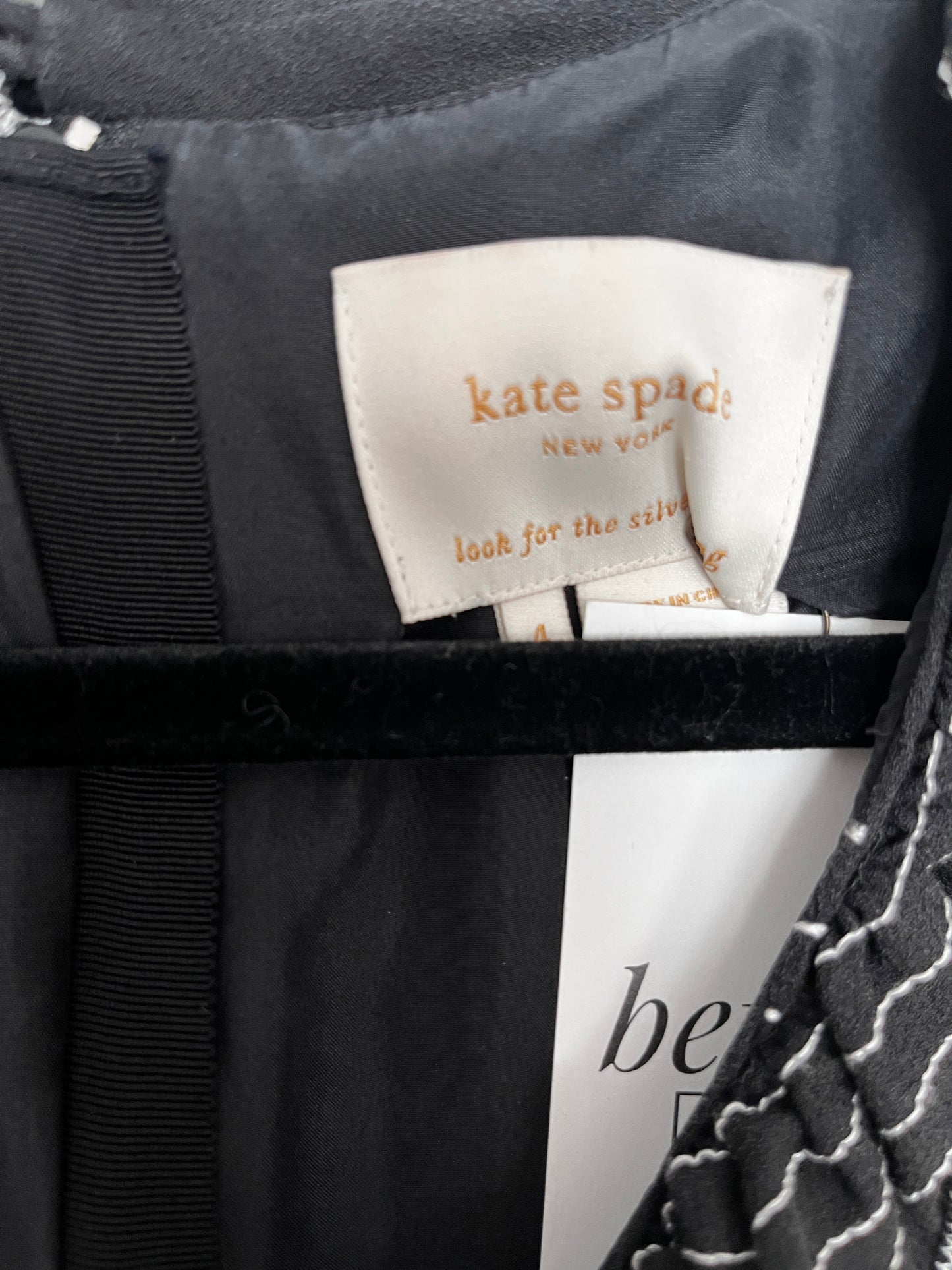 Kate Spade Black & White Silk Ruffle A Line Dress