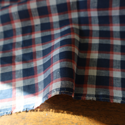 Pink and Pink Plaid Check Linen Blend Fabric Tablecloth