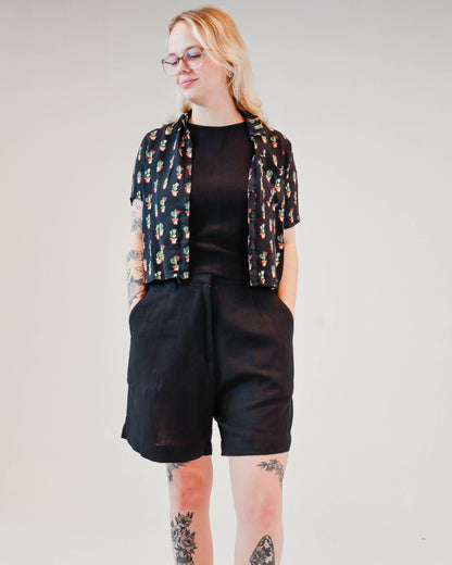 Maya Linen Shorts - Black/Noir