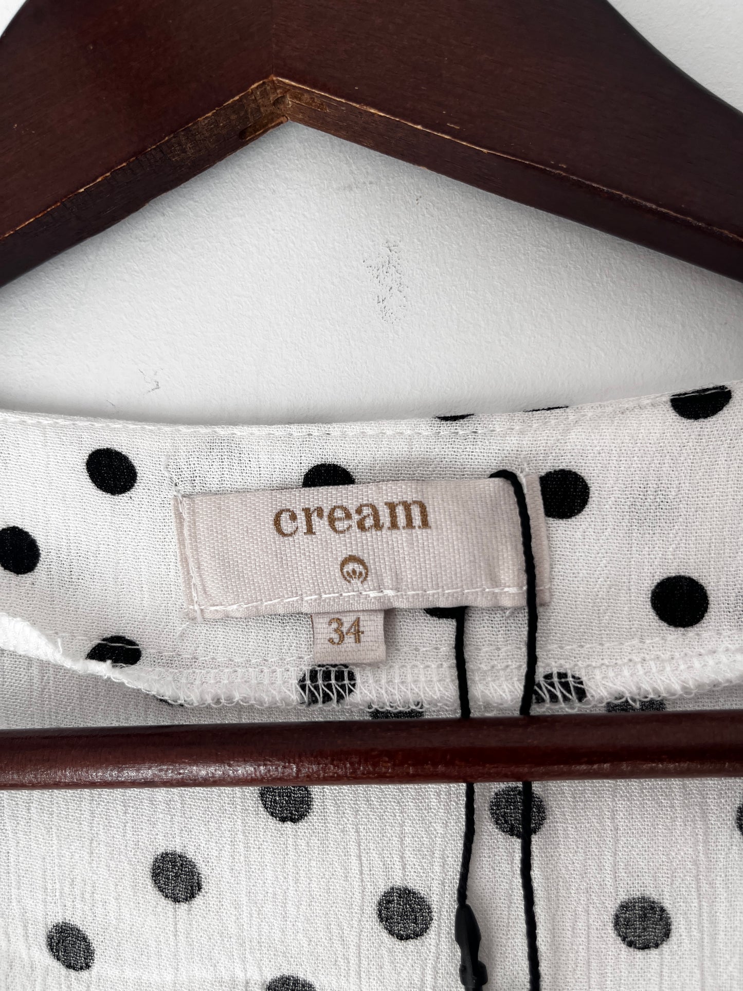 Cream White & Black Polkadot Dress Lace trim
