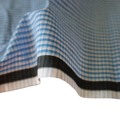 Machine Loom Cotton Fabric - Yarn Dyed - Blue and White Checkered