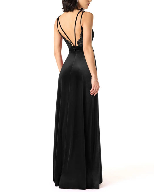 Azazie Black A-Line Lace Velvet Cocktail Dress - New with Tag