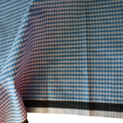 Machine Loom Cotton Fabric - Yarn Dyed - Blue and White Checkered