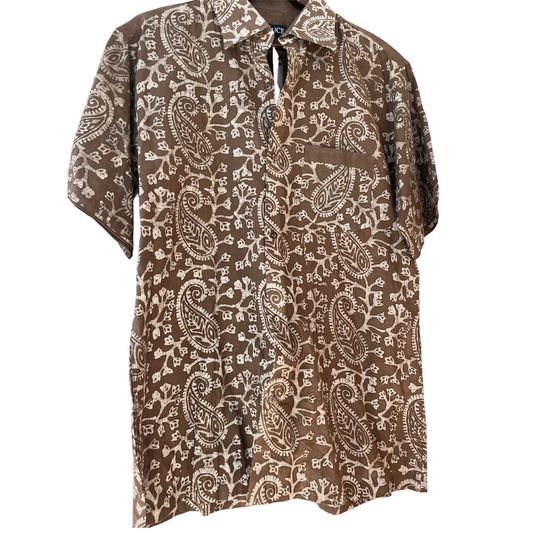 Light Cotton Paisley Block Print Half Sleeve Shirt - Men’s