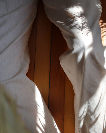 Wide Leg Linen Pants - Beige