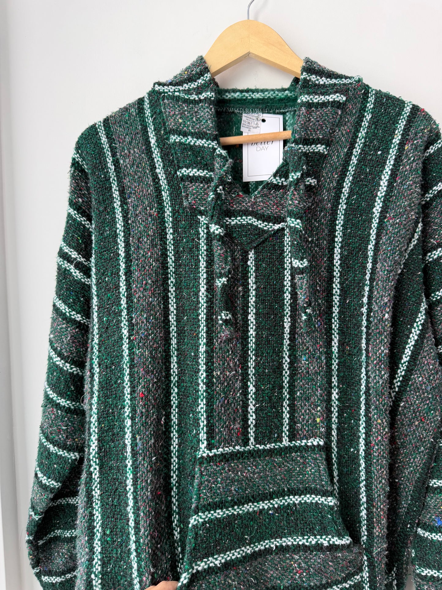 Baja Hooded Pullover - Mexican Woven Blanket Jacket