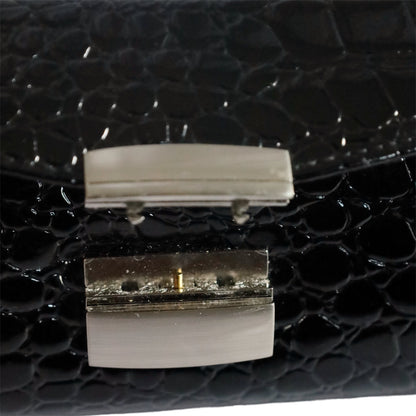 Black Patent Leather Clutch bag with Chain Strap