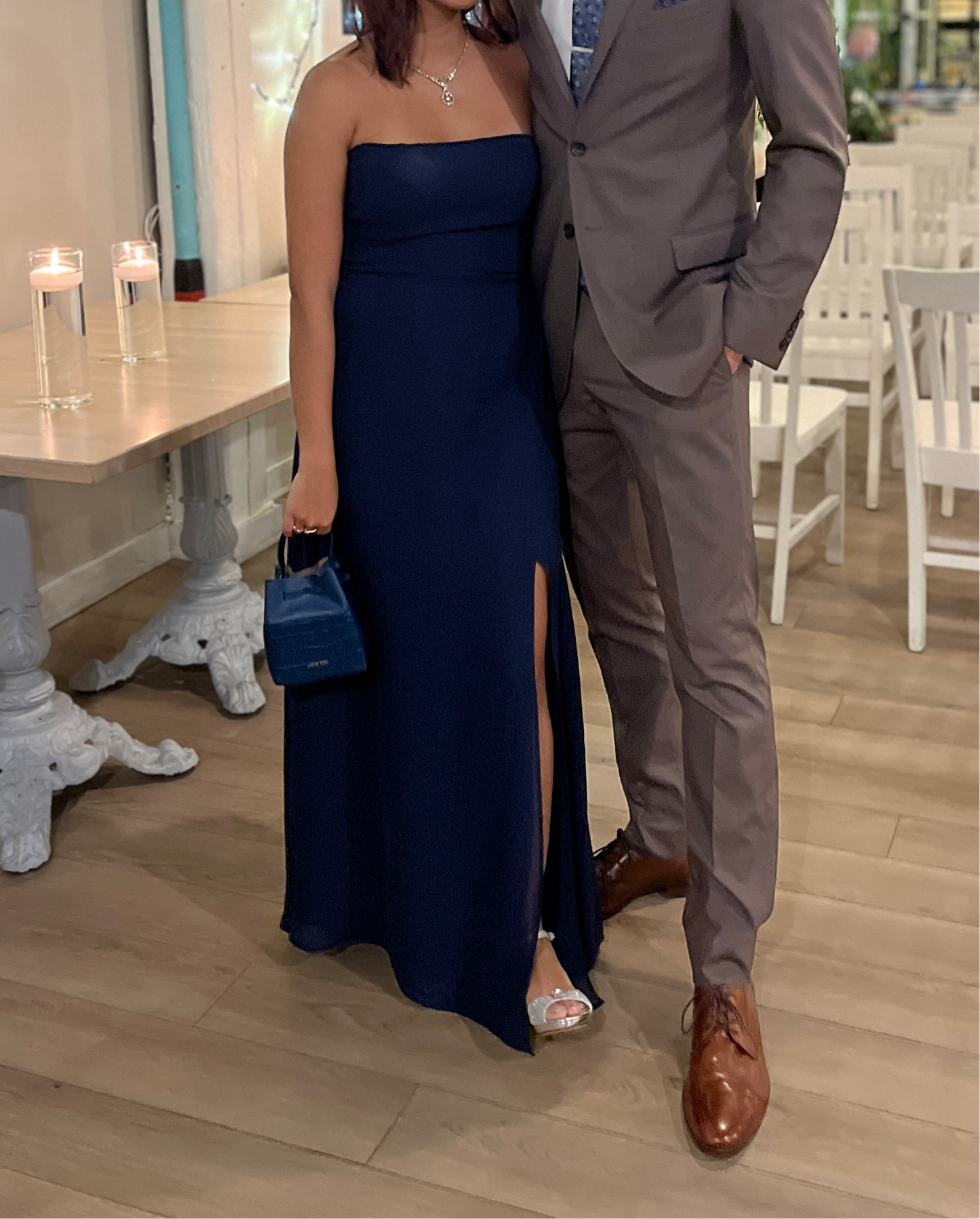 Reformation Navy Ingrid Strapless/Sleeveless Maxi Dress