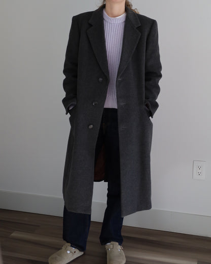Vintage The Bay Men’s Cashmere Blend Overcoat Coat- Grey