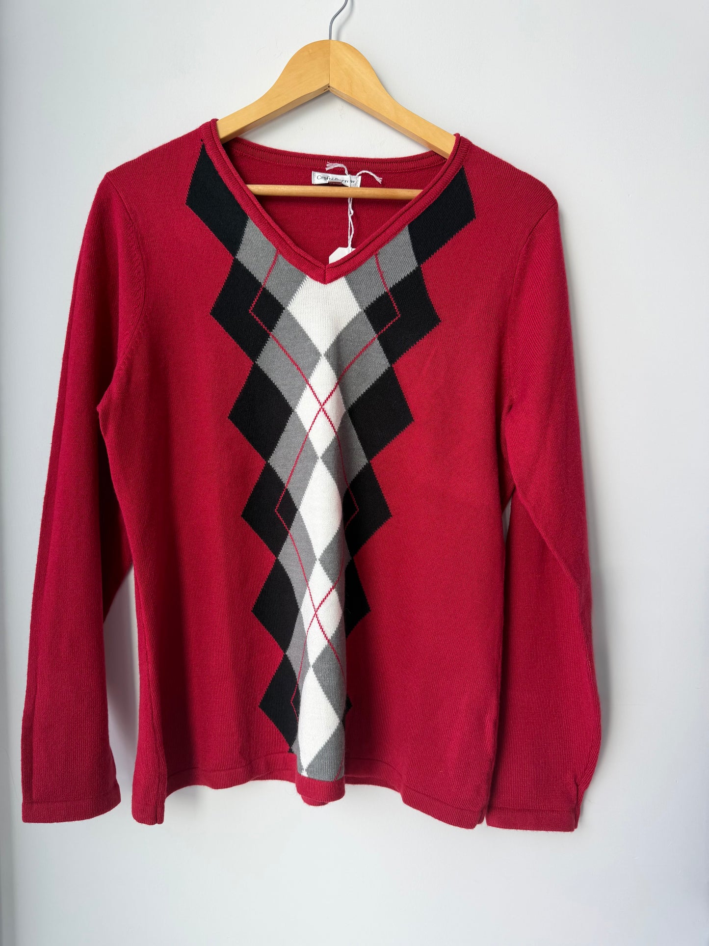 Vintage Red Argyle Sweater