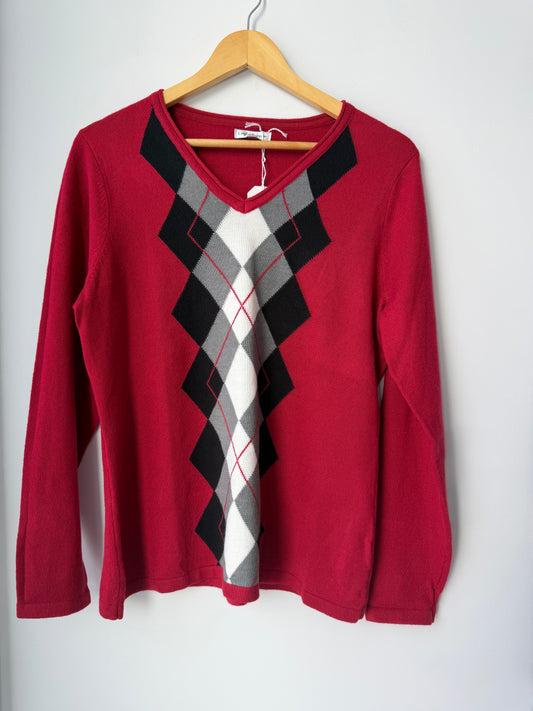 Vintage Red Argyle Sweater