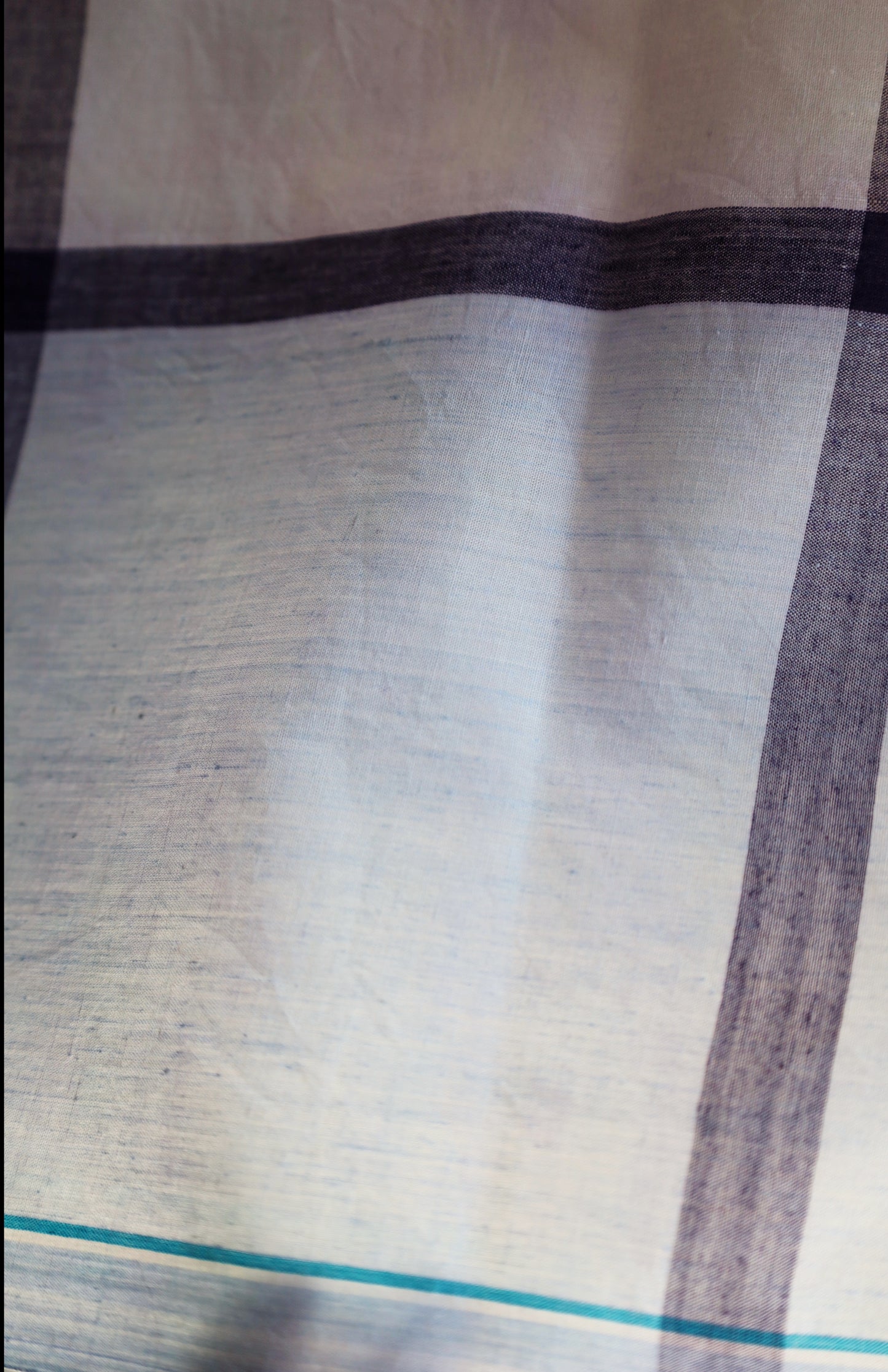 Blue and Navy with Pastel Stripes Handloom Cotton Fabric