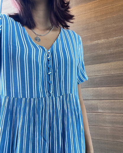 Ichi Blue Striped Casual Shirt Dress