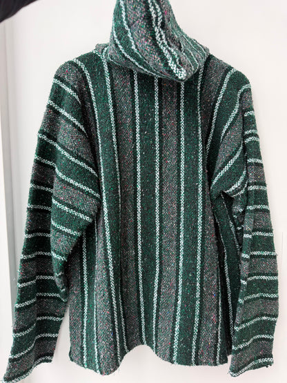 Baja Hooded Pullover - Mexican Woven Blanket Jacket
