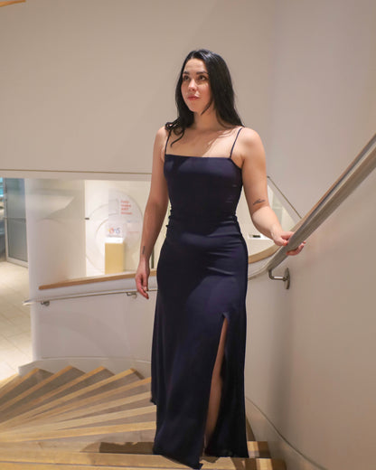 Reformation Navy Ingrid Strapless/Sleeveless Maxi Dress