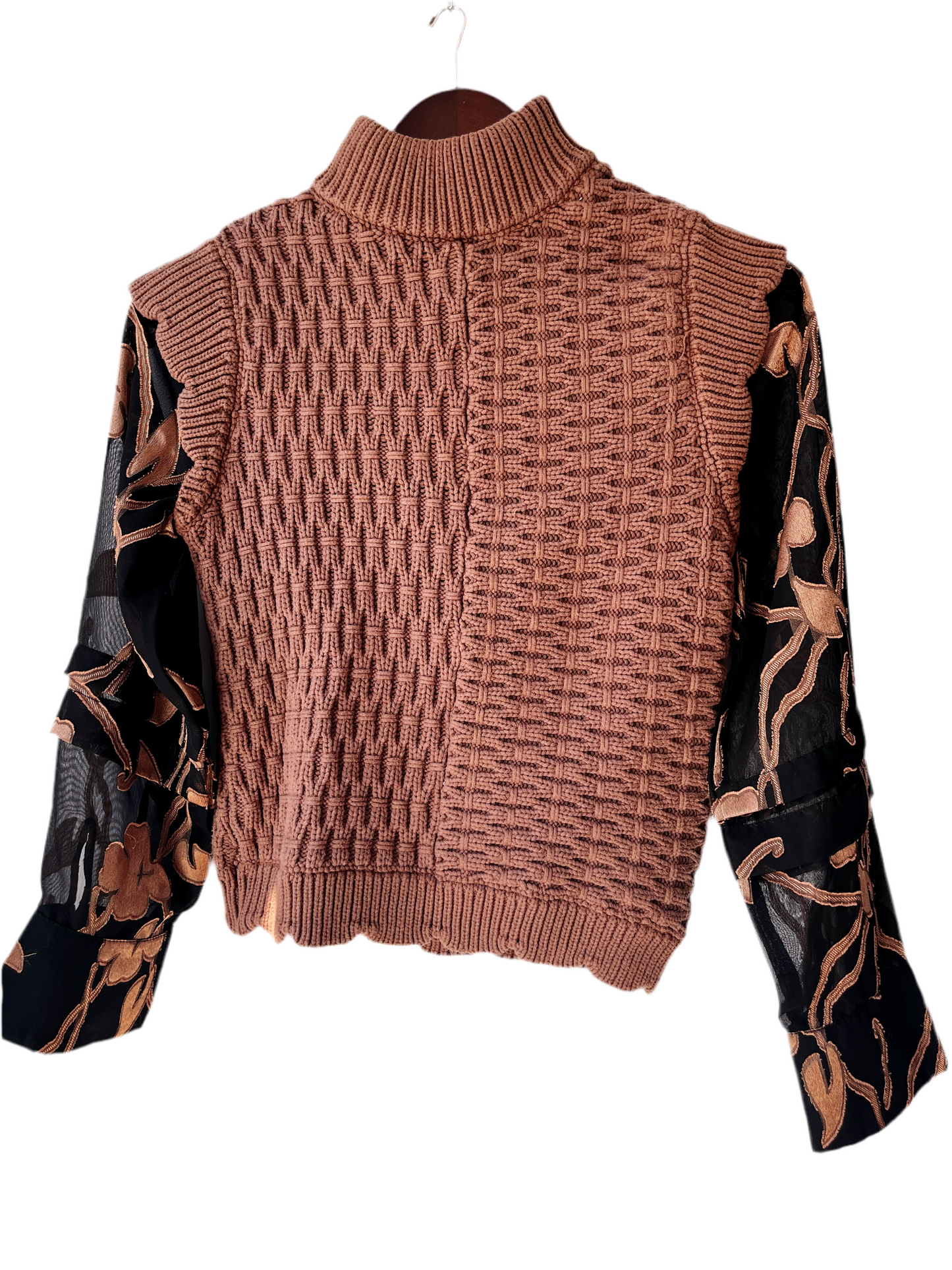 Anthropologie Current Air Floral Contrast Turtleneck Top