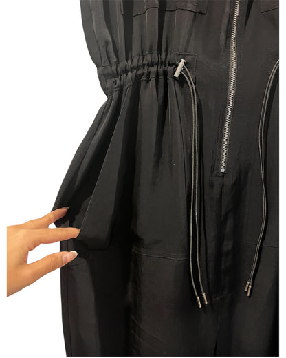 All Saints Black Vola Zip Dress