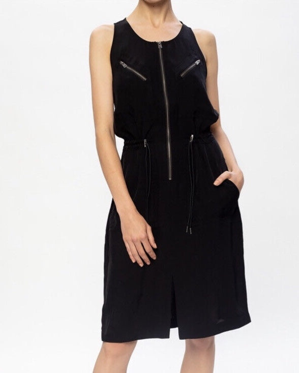 All Saints Black Vola Zip Dress