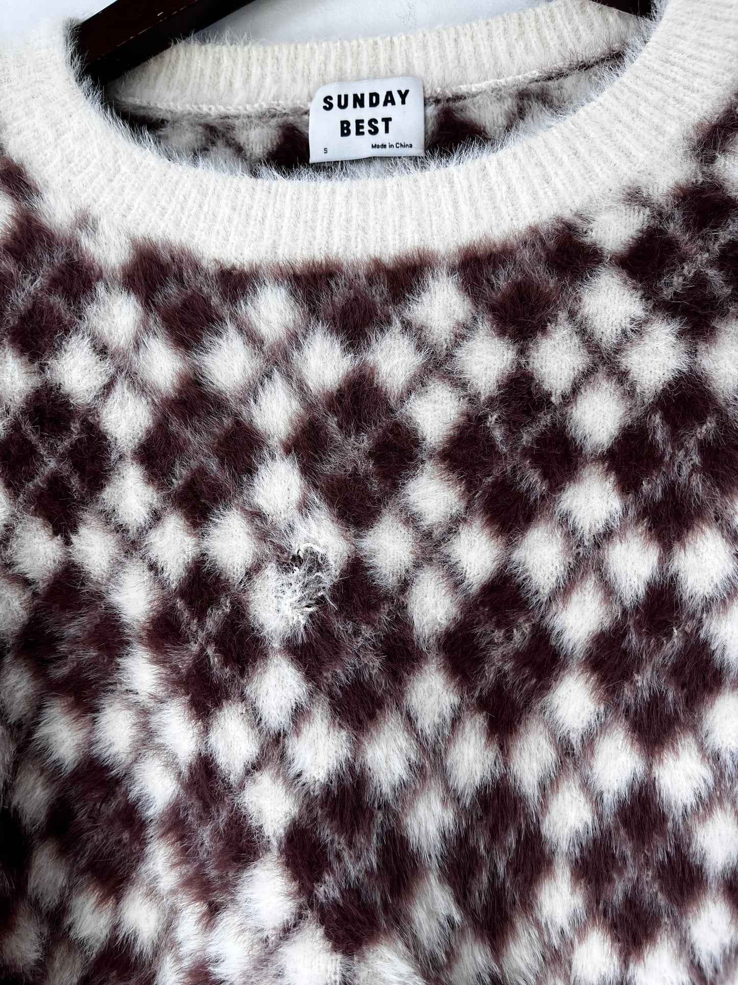 Aritzia Sunday Best Kitten Argyle Cropped Sweater