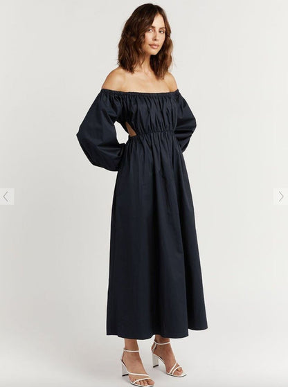 DISSH Ava Ink Off Shoulder Midi Dress - Navy