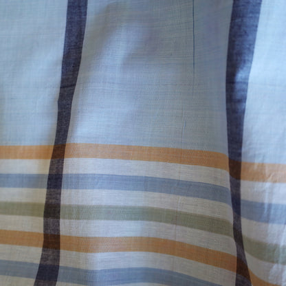 Blue and Navy with Pastel Stripes Handloom Cotton Fabric