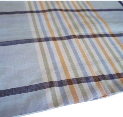 Blue and Navy with Pastel Stripes Handloom Cotton Fabric