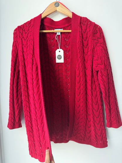 Vintage Croft and Barrow Red Crochet Cardigan