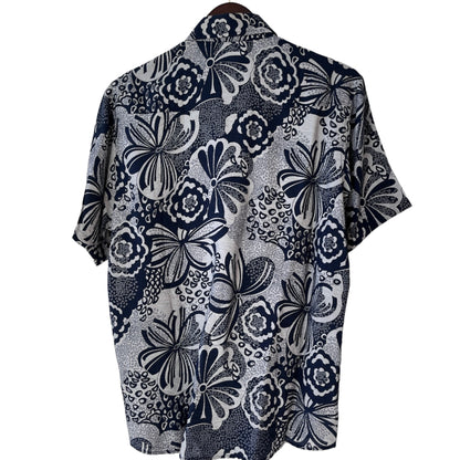 Vintage Chinese Silk Floral Half-Sleeve Shirt - Men’s