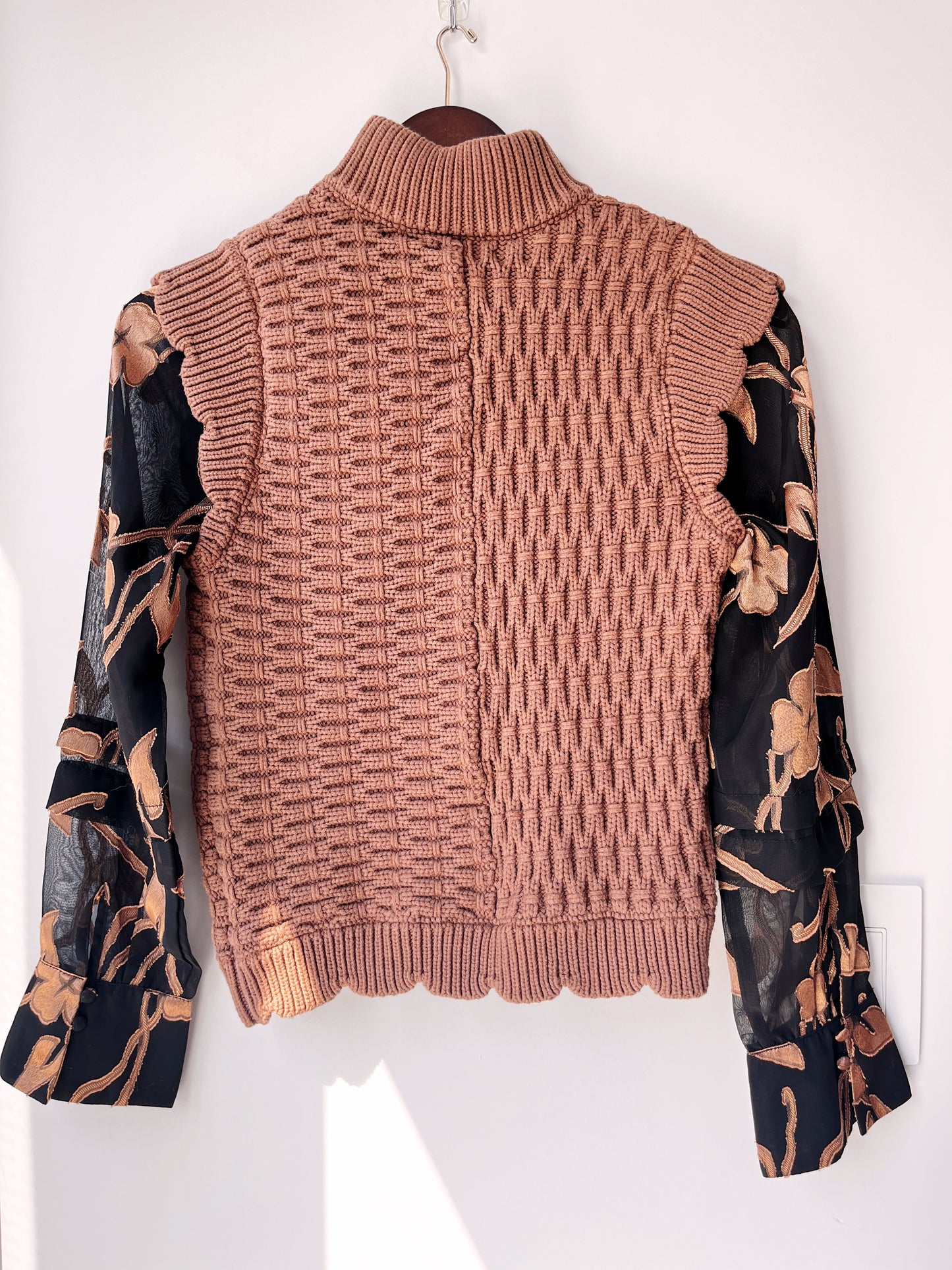 Anthropologie Current Air Floral Contrast Turtleneck Top