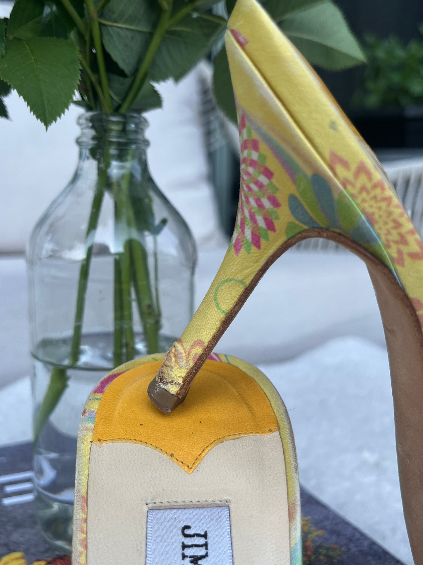 Jimmy Choo Silk Yellow Heels Sz 38 EU