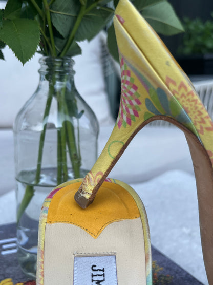 Jimmy Choo Silk Yellow Heels Sz 38 EU