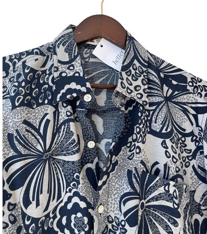Vintage Chinese Silk Floral Half-Sleeve Shirt - Men’s