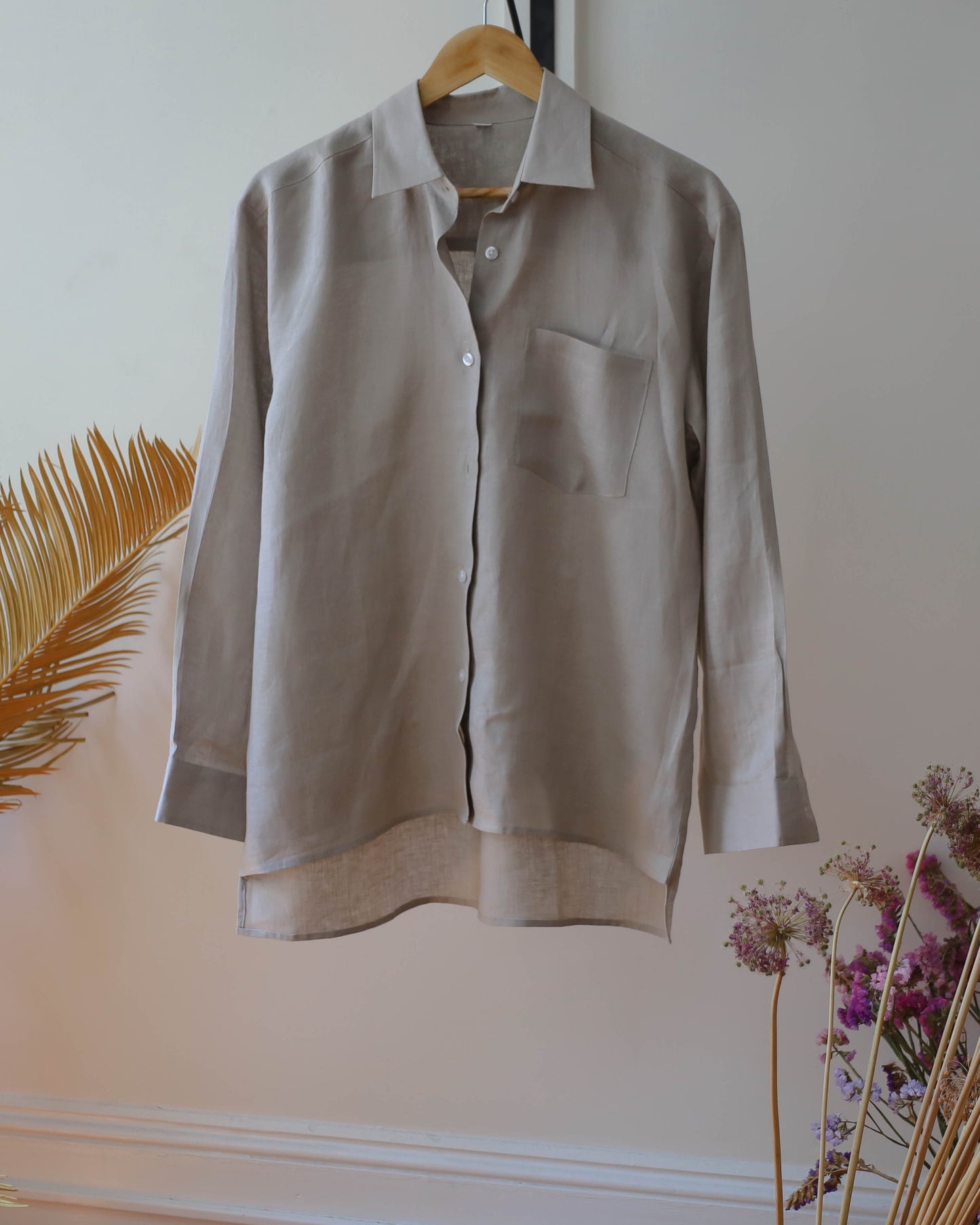 European Linen Button Down Shirt - Beige
