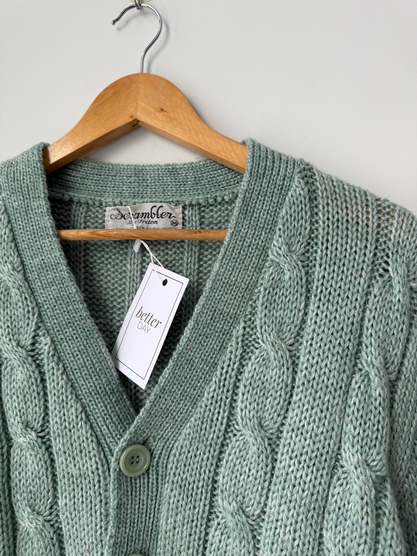 Vintage Green Cable Knit Cardigan