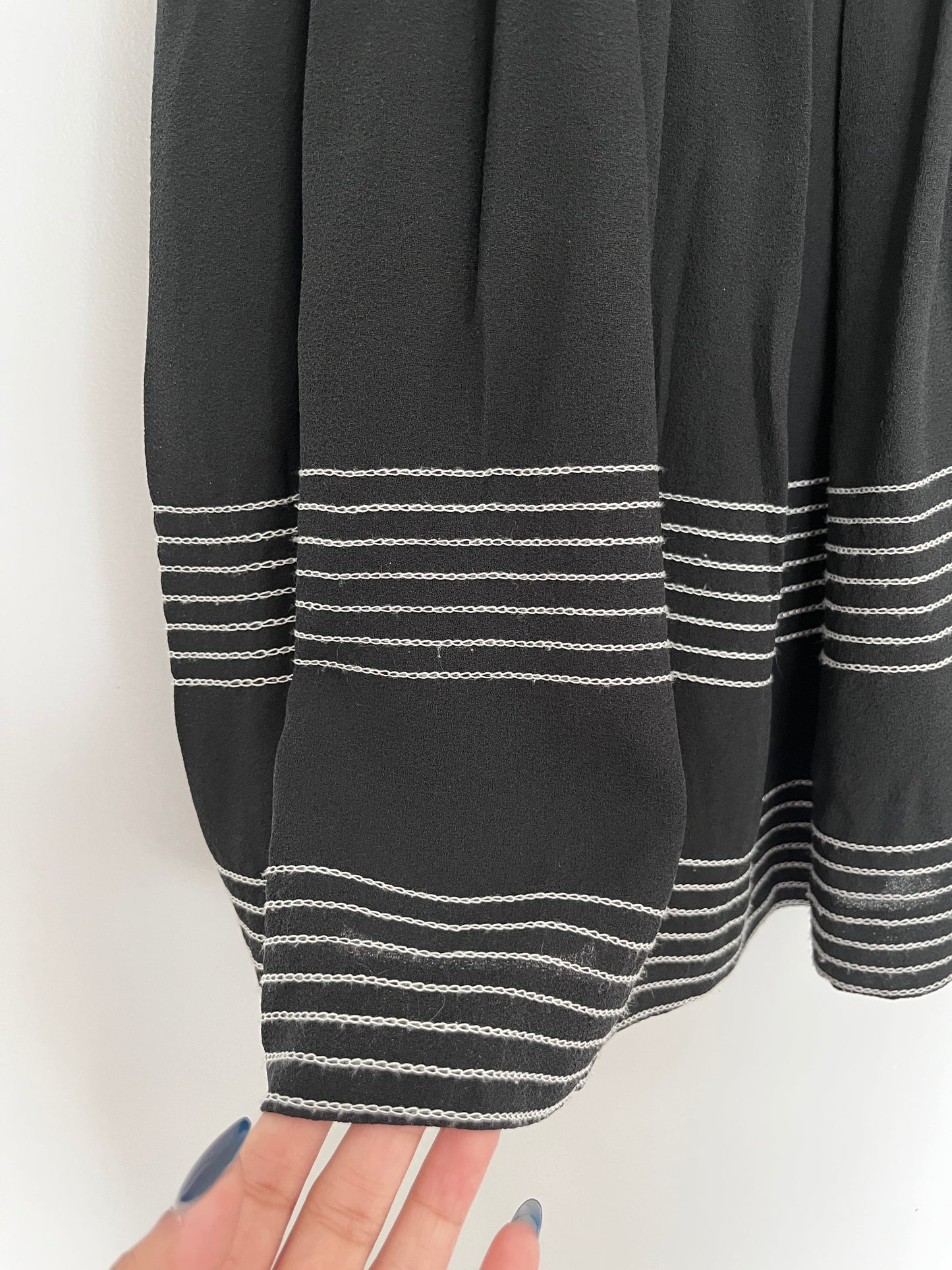 Kate Spade Black & White Silk Ruffle A Line Dress