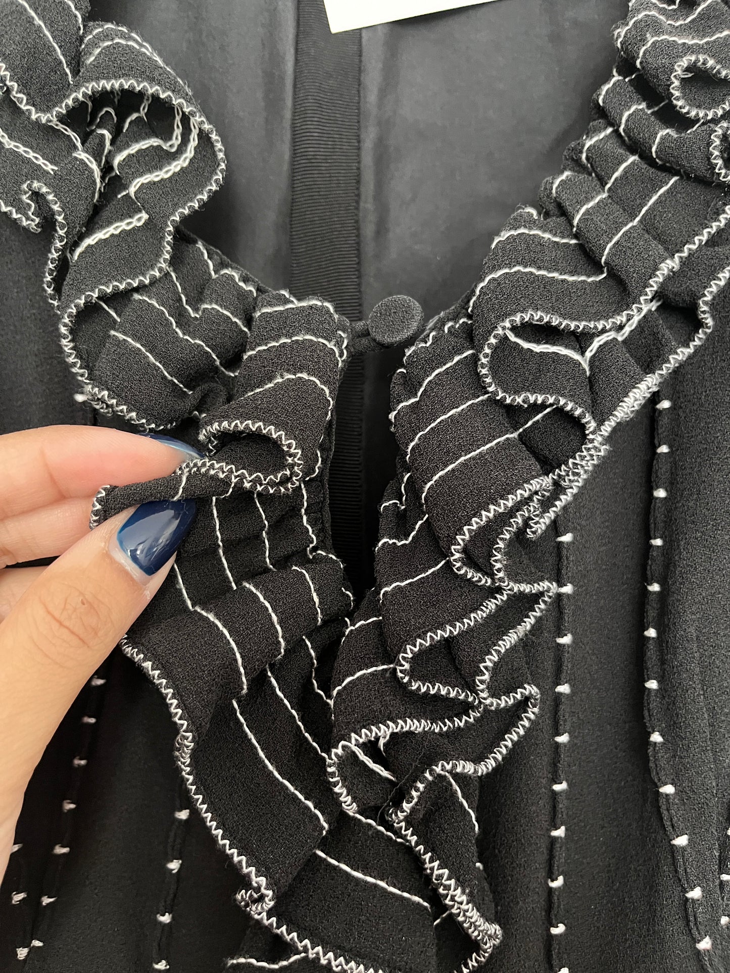 Kate Spade Black & White Silk Ruffle A Line Dress