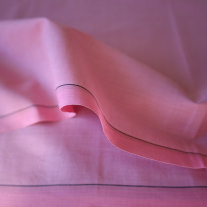 Pink Grey Contrast Handloom Cotton Fabric
