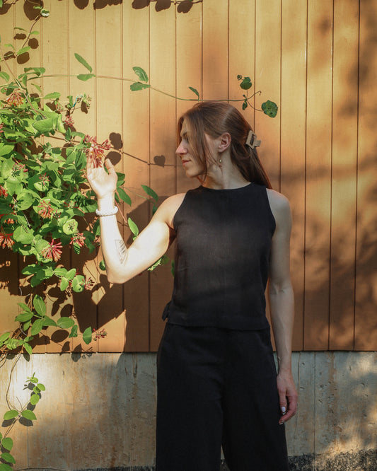 Maya Linen Top - Black/Noir