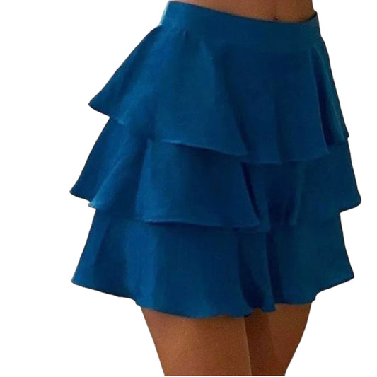 Zara Tiered Ruffle Satin Shimmery Mini Skirt