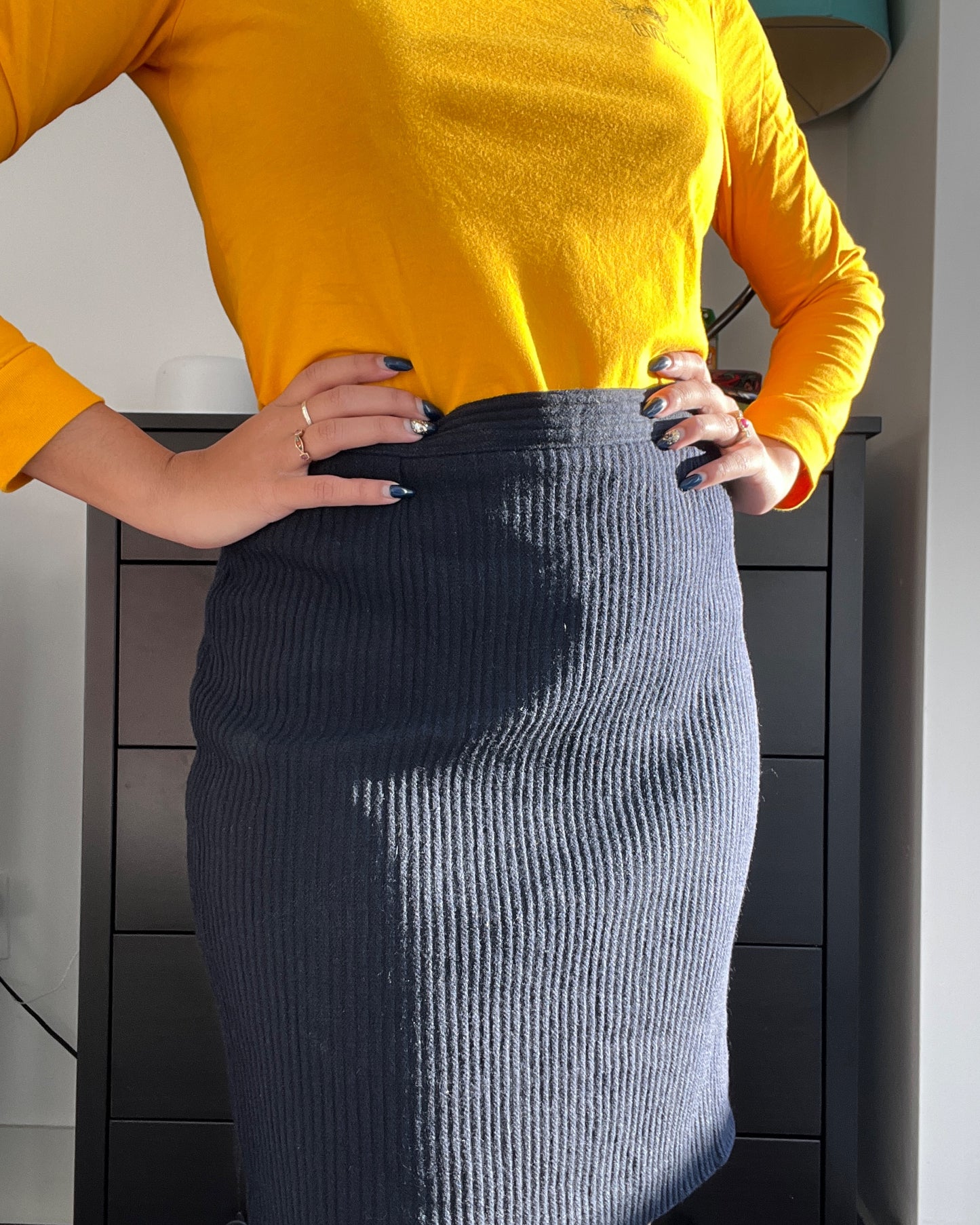 Vintage Victorie Wool Blend Mini Skirt in Navy