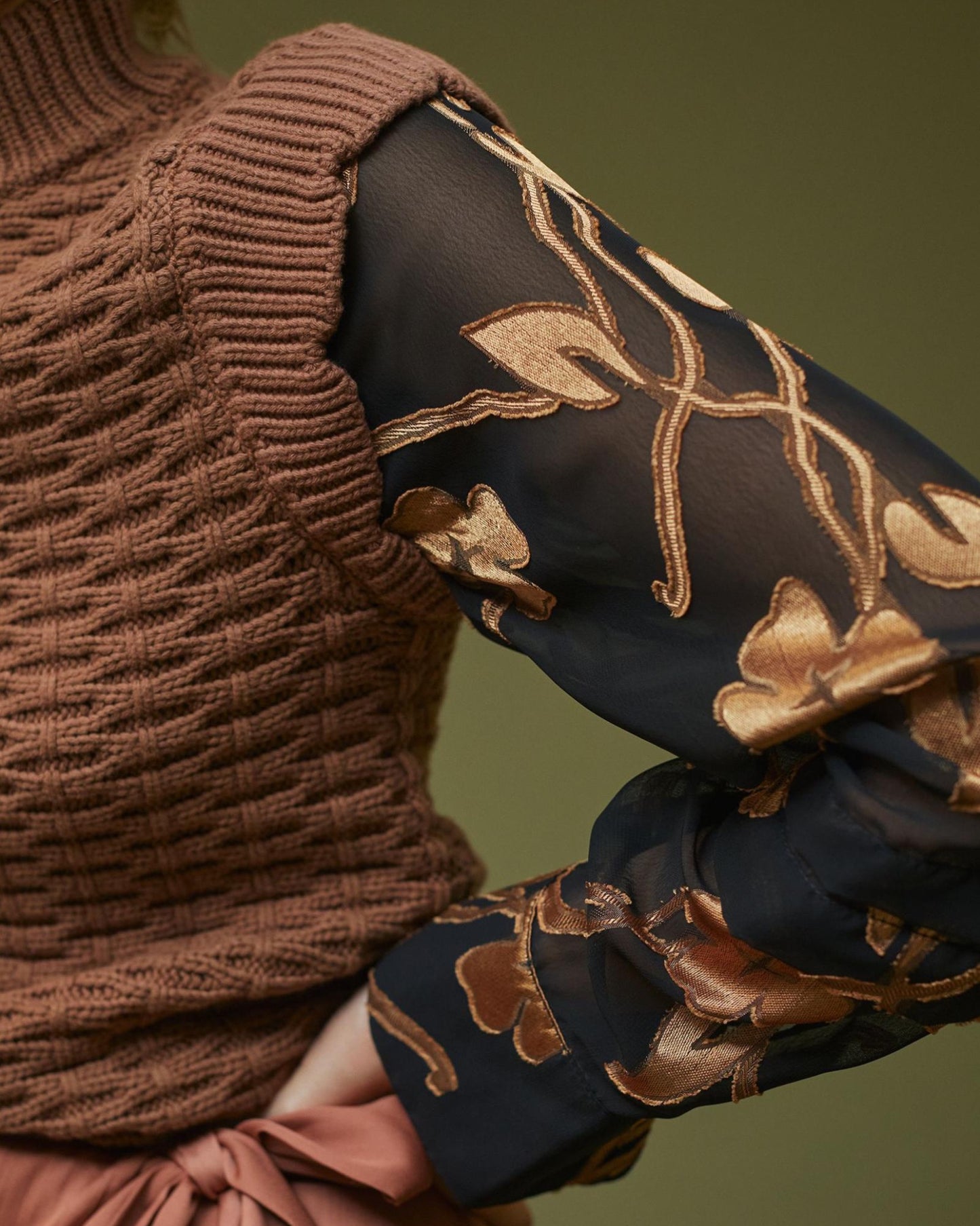 Anthropologie Current Air Floral Contrast Turtleneck Top
