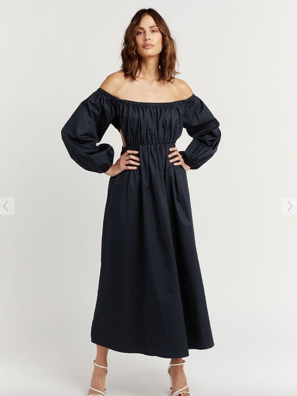 DISSH Ava Ink Off Shoulder Midi Dress - Navy
