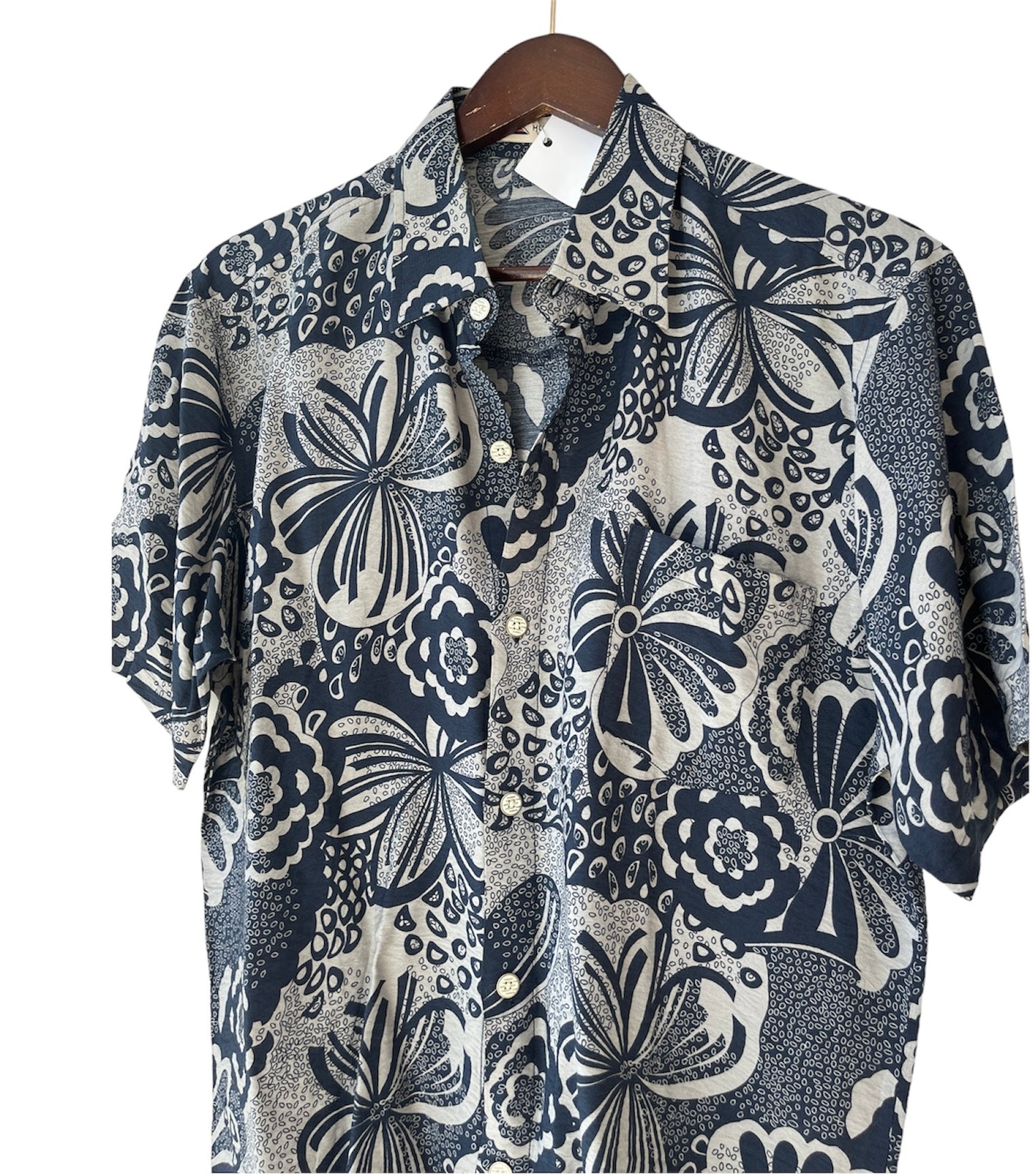 Vintage Chinese Silk Floral Half-Sleeve Shirt - Men’s