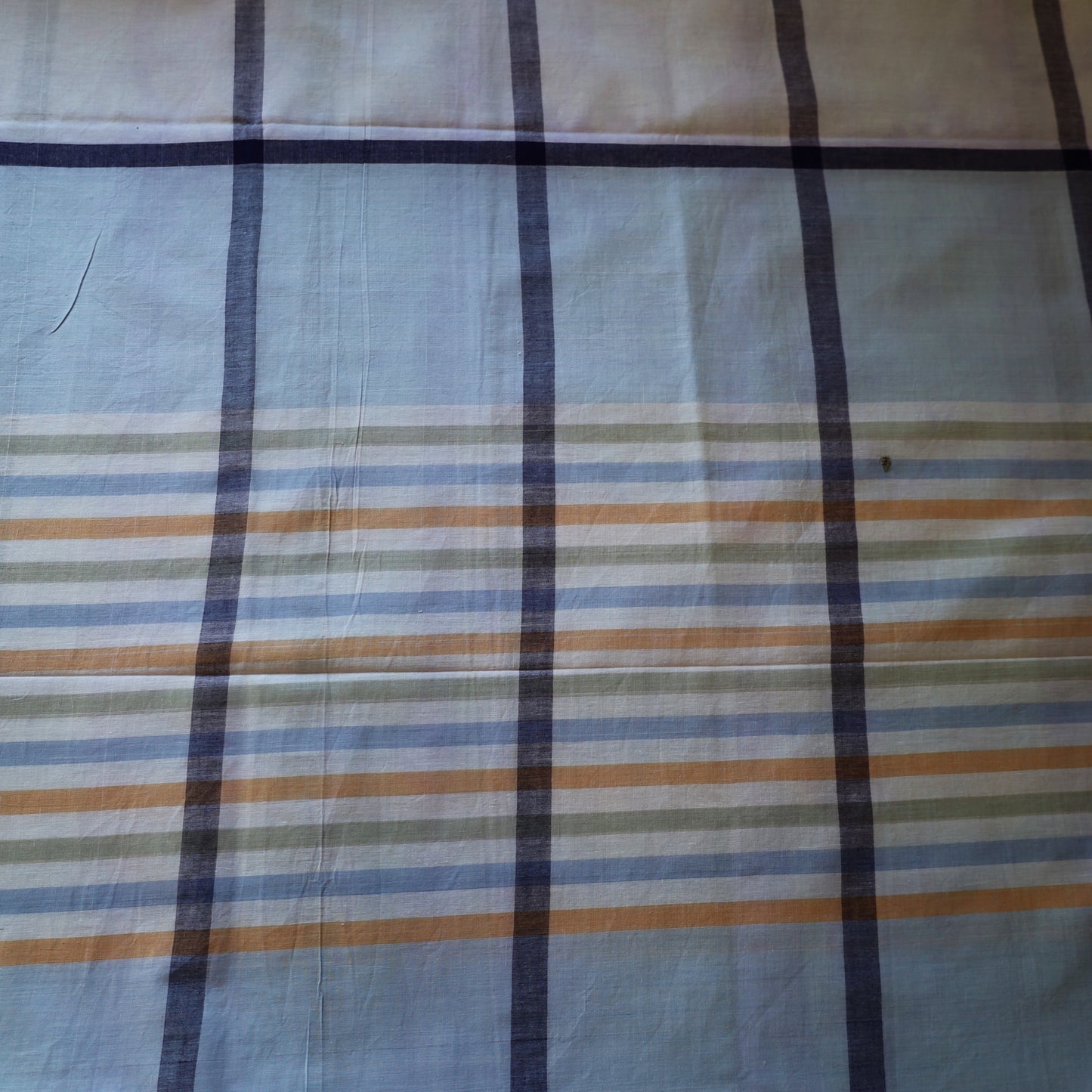 Blue and Navy with Pastel Stripes Handloom Cotton Fabric