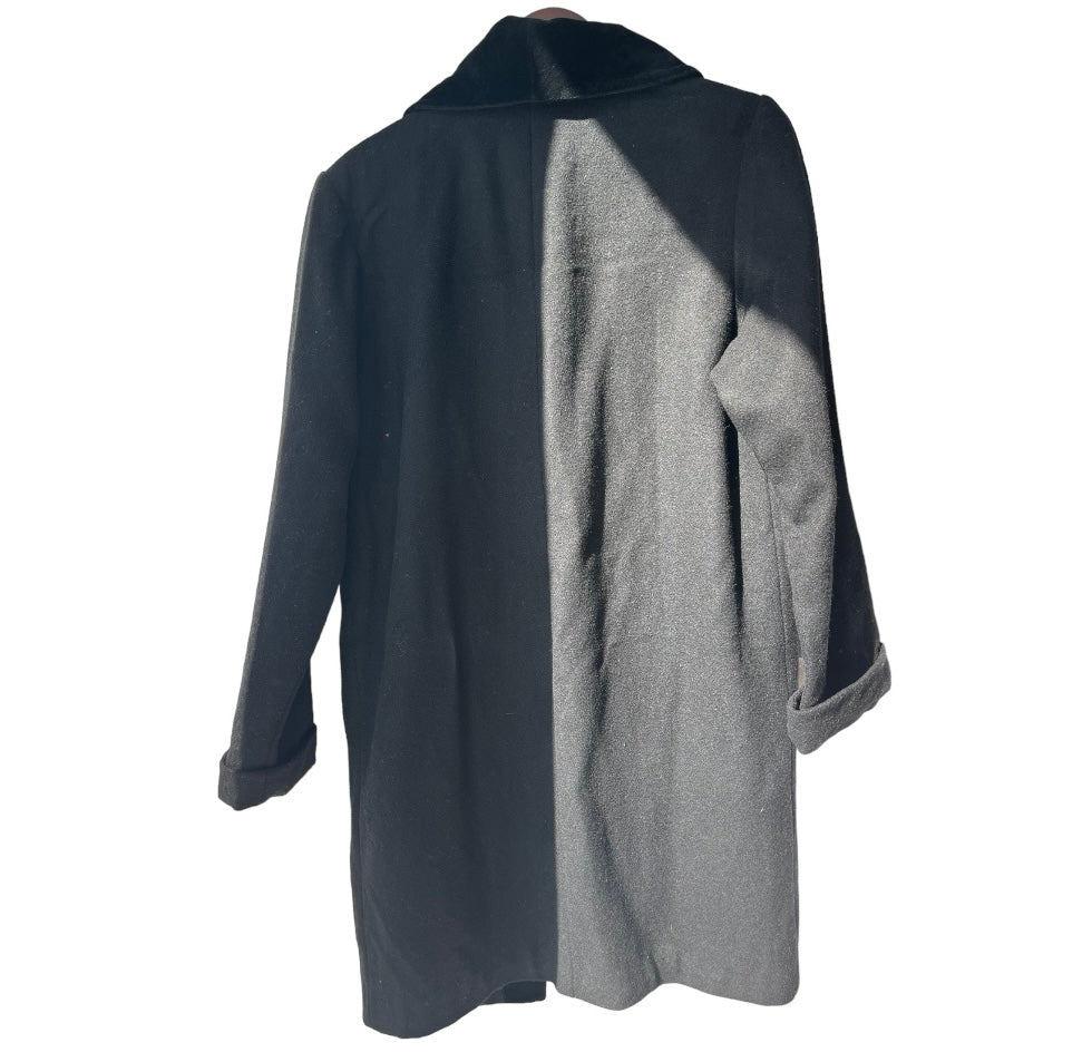 Velvet Collar Black Straight Silhouette Wool Coat | Vintage