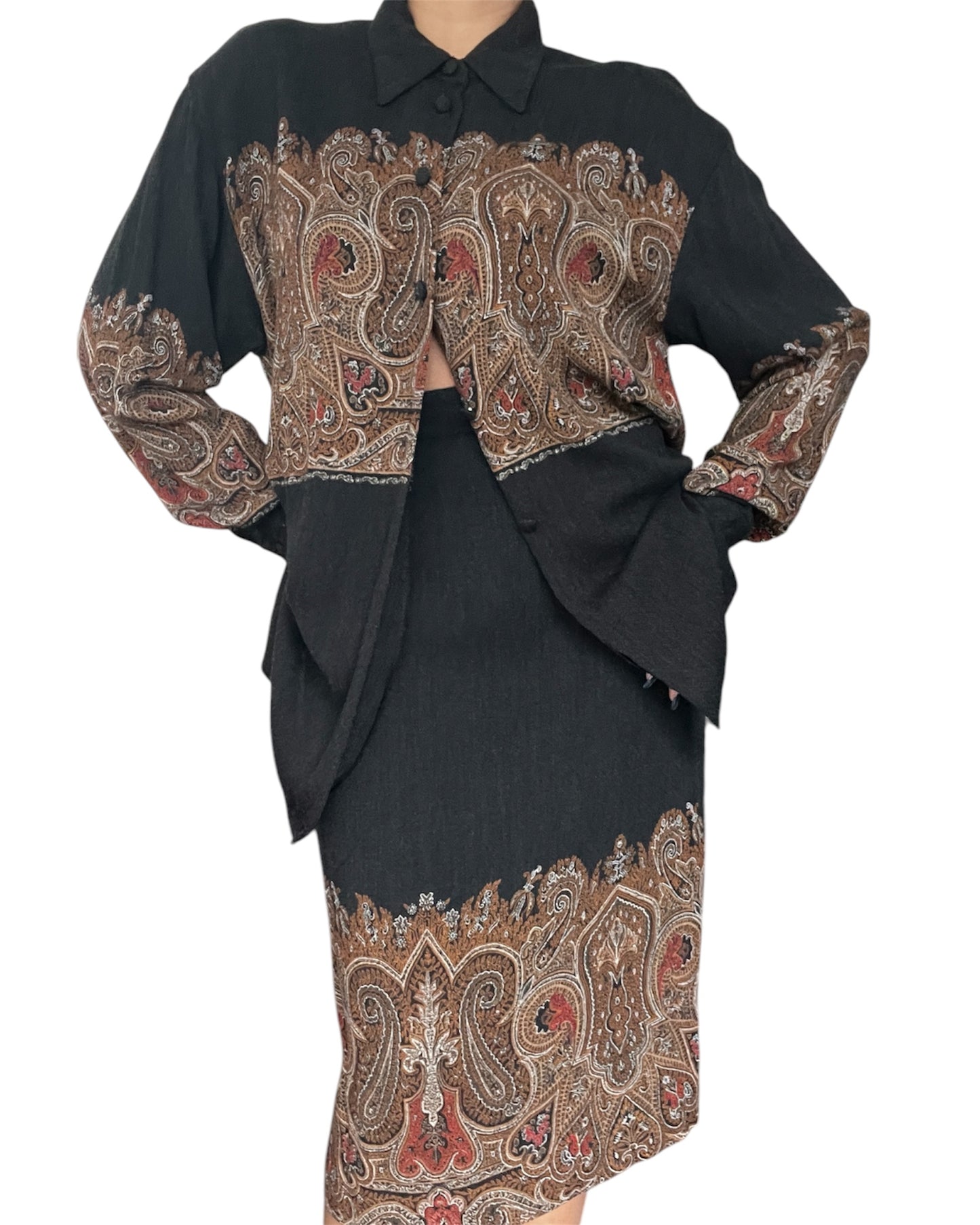 Vintage Della Spiga Made in Canada Blouse & Skirt Set