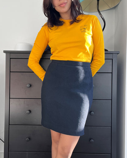 Vintage Victorie Wool Blend Mini Skirt in Navy